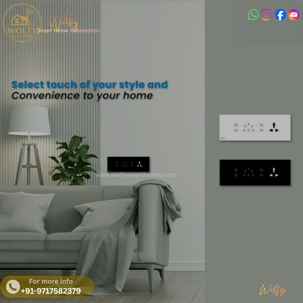 wolfy smart switch with voice control on a modern wall panel