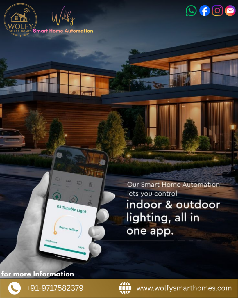 Modern smart outdoor lighting illuminating a garden pathway